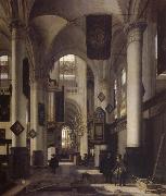 REMBRANDT Harmenszoon van Rijn Interior of a Protestant  Gothic Church with Architectural Elements of the Oude Kerk and Nieuwe Kerk in Amsterdam oil painting